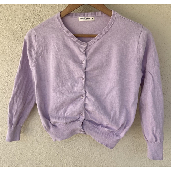 Woolovers Sweaters - WoolOvers Lilac Cropped Silk Blend Cardigan Women’s Small Soft Minimal Preppy